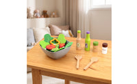 Wooden Salad Set Child-Centered-Influenced Salad Playset Realistic Pretend Play Pretend Play Set with Bowl for Playroom