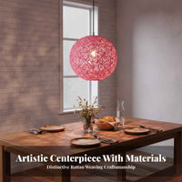 Hand-Woven Rattan Cover Lamp Cover Material Bird Nest Lamp Shade Farmhouse Decor Rattan Ball Lampshade for Homeowners, Renters, Restaurant, Cafe