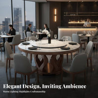 Pedestal Dining Table with Lazy Susan Modern Design Round Turntable Table with 6 Chairs Minimalist aesthetic Home Furniture for Homeowners, Hosts, Kitchen
