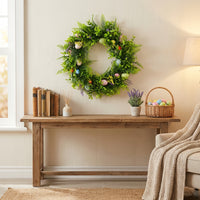 Easter Wreath with Eggs Artificial Spring Wreath Festive Door Wreath Hanging Easter Decor for Front Door, Home Entrance, Entryway, Porch