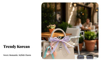 Lace Pearl Bow Keychain Korean Design Lace Bow Keychain DIY Ribbon Pearl for Women, Teenagers, Handbag Decoration, Car Keys, Daily Use