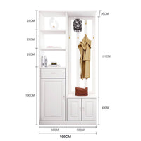 Multifunctional Coat Rack Standing Cabinet Shoe Organizer Solid Wood Construction Partition Furniture Space Saving Unit Suitable for Families Entryways