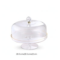 Cake Stand with Dome Faceted Cloche with Pedestal Clear for Cafes, Hosts, Bakers