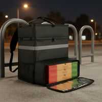 Portable Insulated Pizza Delivery Bag Waterproof Large Capacity Thermal Food Carrier Reflective Strips for Caterers, Picnics