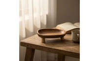 Compact Oval Tray with Legs Decorative Elevated Wooden Tray Elegant Smooth for Coffee Table