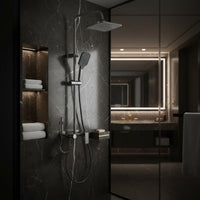 Wall Mounted Shower System High Pressure Gunmetal Gray Shower Combo Includes Bidet Sprayer for Hotel