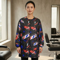 Salon Smock with Zipper Long-Sleeve Barber Smock Hairdresser Jacket with Pockets Long-Lasting Apparel Soft for Hairdressers