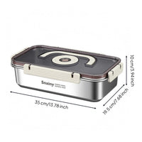Transparent Lid Stainless Steel Lunch Box Silicone Seal Rectangular Food Box Locking Buckles Sealed Steel Container Foldable Handle for Picnic, Camping, Outdoor, Home