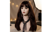 Realistic Mannequin Head with Shoulders Skin-Tone Display Bust Head Fashion Accessory Holder Stylized Face Pierced Ears