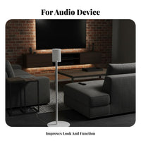 Sturdy Design Smart Speaker Stand Heavy Duty Steel Construction Speaker Floor Stand Stable Base Audio Accessory Cable Management for Home Theater, Living Room, Bedroom, Study