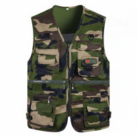 Multi Pockets Fishing Vest Loose Fit Photographer's Travel Vest Outdoor Work Cargo Jacket for Fishermen, Photographers, Hiking