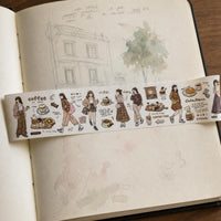 Vintage Hand-Drawn Illustration Washi Tape for Journaling and Scrapbooking