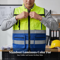 High Visibility Vest 360° Reflectivity Reflective Safety Vest Wear-Resistant Long-Lasting for Construction Workers, Cycling