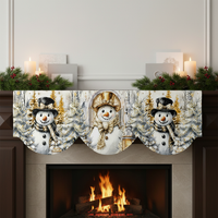 Christmas Snowman Gold Hat Fireplace Mantel Scarf for Holiday Party Decor