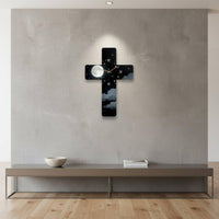 Non-Ticking Cross Shaped Wall Clock Modern Design Cross-Shaped Wall Clock Artistic Design Easy to Read for Christians, Living Room, Bedroom, Church