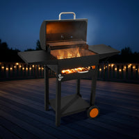 Heavy-Duty Charcoal Barbecue Grill with Side Shelves Food-Grade Charcoal Grill with Side Shelf Ergonomic Space-Saving for Patio