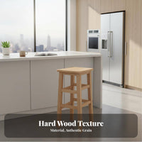 Solid Wood Construction Four-Legged Wooden Stool Vintage Design Unadorned Wooden Seat Multi-Purpose Backless High Chair Mortise and Tenon Joinery for Homeowners, Business Owners, Cafe, Restaurant, Home, Kitchen