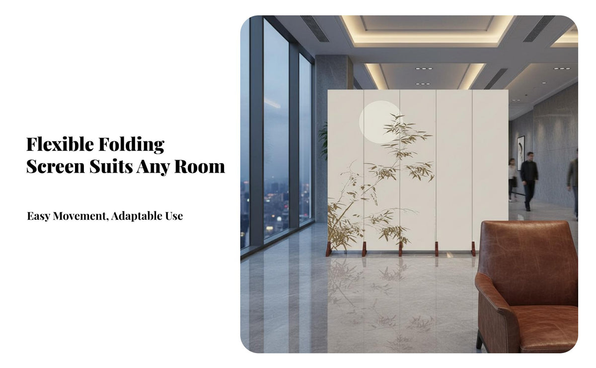 Movable & Portable Chinese Folding Screen Vintage Inspired Room separater Freestanding Privacy Partition No Assembly Required for Interior Designers, Restaurant Owners, away fromice Workers, Bedroom, Entrance Hall, Hotel, online Call Background