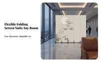 Movable & Portable Chinese Folding Screen Vintage Inspired Room separater Freestanding Privacy Partition No Assembly Required for Interior Designers, Restaurant Owners, away fromice Workers, Bedroom, Entrance Hall, Hotel, online Call Background