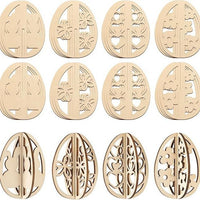 DIY Wooden Easter Egg Smooth Edges 3D Wooden Easter Egg Lightweight Paintable Wood Cutout for Adults, Crafters, Spring Decor, Party Supplies