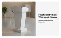 Stable Base Reception Host Stand Long-Lasting Construction Floor Standing Lectern Wide Top Surface Floor Standing Podium Wear-Resistant for Presenters, Lecturers, Lecture Halls, Classrooms, Auditoriums, Auditorium