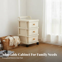Multi-Tier Storage Cart Effortless-Pulling Drawers Plastic Drawer Cabinet on Wheels Plastic Drawer Storage Cart Strong