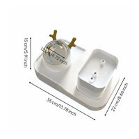 Dual Use 2-in-1 Pet Feeder Easy to Clean Water Fountain Bowl Large Capacity Feline Water Dispenser Visible Level for Cats, Small Dogs