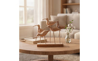 Bird Sculpture with Wooden Base Rustic Tabletop Bird Figurine Vintage-Influenced Ornament for Homeowners, Art Collectors, Entryway Table