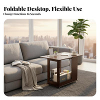 Movable with casters Rolling C-Table Minimalist and aesthetic C-Shaped Rolling Table Multi-Functional Couch Desk Space-Saving for Apartment Dwellers, Work from Home Professionals, distant Workers, Living Room, Small areas, Bedroom