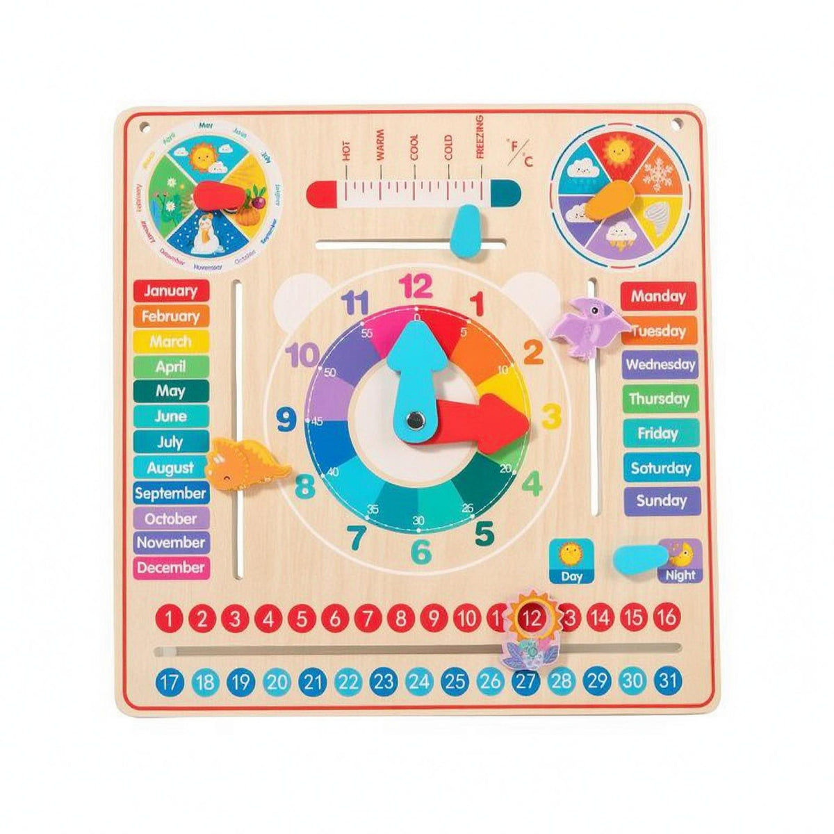 Colorful Educational Time Board English Text Child-Centered Calendar Clock Board for Children