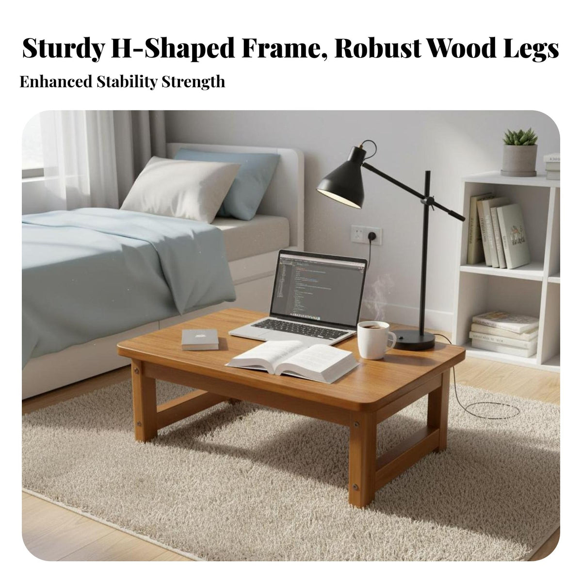 Japanese Design Foldable Tatami Desk Space-Saving Foldable Tatami Table No Assembly Required Household Furniture Versatile Use for Apartment Dwellers, Tea Enthusiasts, Bay Window, Bedroom, Dormitory, Small Areas