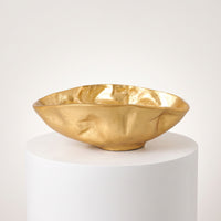 Bowl with Hammered Texture Gold Irregular Metal Bowl Organic Rim Decorative Centerpiece for Tabletop, Entryway, Living Room