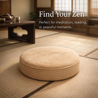 Round Floor Pillow, Thick Meditation Cushion, Japanese Seat Cushion, Linen Floor Seating, Bay Pad, Adults