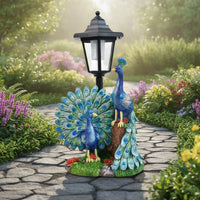 Peacock Statue with Solar Lantern Waterproof Peacock Statue with Lantern Resin