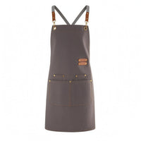 Large Front Pocket Cross-Back Apron Long Work Apron Leather-Look Strap Tabs Workwear Adjustable for Kitchen, Gardening, Service