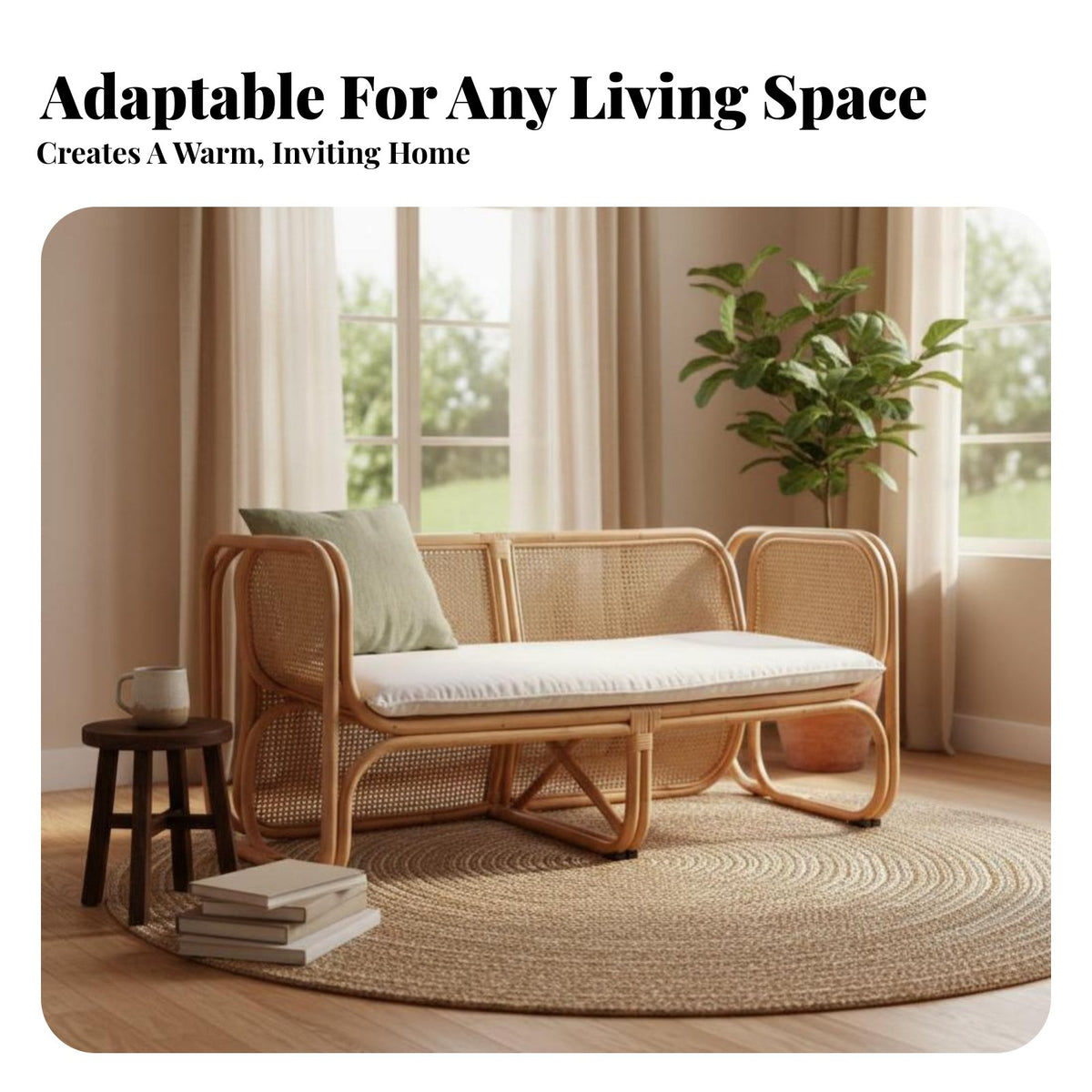 Cane rear Armchair Japanese & aesthetics Lounge Chair Natural visual appeal accentuate Furniture for Homeowners, Interior Designers, Balcony, Living Room, Guesthouse