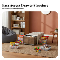 Multi-Functional Stackable Storage Drawer Space-Saving Plastic Wardrobe Organizer Box Large Capacity Clear Front Pull-out Bin Easy Assembly for Homeowners, Parents, Students, Bedroom, Closet, Bathroom, Living Room