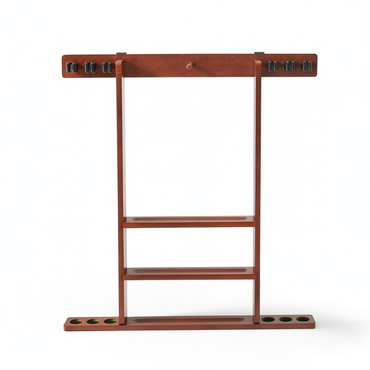 Space-Saving Wall-Mounted Pool Cue Rack Wooden Pool Cue Rack with Shelves Compact Organized for Homeowners