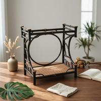 Bamboo Display Rack Antique-Influenced Tea Table Rack Open-Frame Tea Organizer for Collectors
