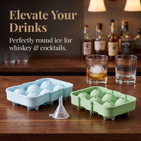 Silicone Ice Ball Mold with Funnel for Whiskey & Everyday Drinks - Food Grade Ice Cube Tray