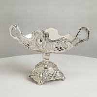 Metal Serving Tray with Handles Silver Tone Serving Tray with Handles Vintage Influenced for Home Stylists, Parties