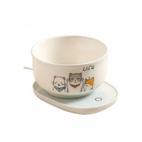 Easy to Clean Ceramic Cat Water Bowl Auto Shut-Deactivate Heated Pet Bowl Detachable Design Constant Temperature Pet Feeder Silent Operation for Winter