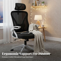 Ergonomic High-Back Mesh Chair Long Comfort Ergonomic High-Back Mesh Seat 360-Degree Swivel Office Furniture for Students, Bedroom, Study Room
