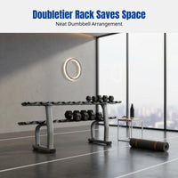 Dumbbell Rack, Doubletier, Commercial Gym Equipment, Sturdy Steel, Space-Saving Stand
