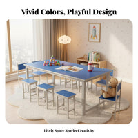 Rectangular Kids Creative Activity Table Colorful Design Kindergarten Group Learning Table Sturdy Construction Multi-Student Activity Desk