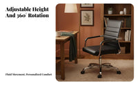 Height Adjustable Wheeled Desk Chair with Armrests fluid Rolling Casters Mesh spine pivot Chair Ergonomic Design Computer Seat Lumbar Support for Remote Workers, Students, Adults, Study Room, Workspace
