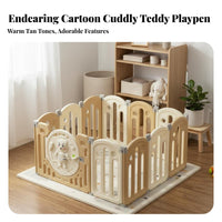 Customizable Shape Modular Baby Fence with Gate Child-Proof Lock Modular Playpen with Gate Stable and Secure Play Yard Easy to Assemble for Toddlers, Parents, Caregivers, Indoor, Playroom, Nursery, Living Room