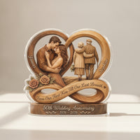 Anniversary Plaque with Base Timeless Heart Plaque with Base High-Gloss Decor for Couples, Wedding, Mantel, Shelf
