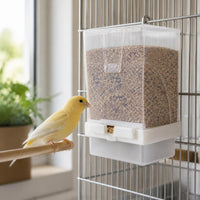 No-Mess Automatic Bird Feeder for Parrots and Small Birds, External Mount, Splash-Proof