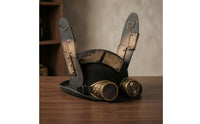 Built-in Goggles Steampunk Top Hat Bronze-Gold Accents Eyepiece Hat Headpiece Rivet-Studded Headwear Cosplay for Adults, Costume Party
